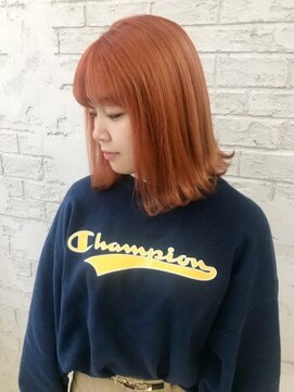 プライズ 池袋店(prize) オレンジヘアオレンジブラウンダブルカラーブリーチ4040