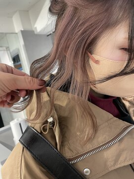 ジエクト カナウ(The Ect canow) ピンクベージュ インナーカラー 波巻きボブ