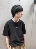 黒髪/グレーベージュ/レイヤーロング/前髪パーマ