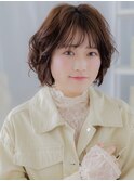 大人ガーリーふわふわボブ小顔デジタルパーマa越谷20代30代40代