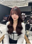 カシスレッドカラー　くびれ巻き　韓国レイヤー