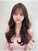 髪質改善 艶髪 暗めカラー韓国風 前髪カット 小顔 梅田