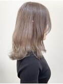 横浜ブリーチカラー切りっぱなしミディアムレイヤーカット30代