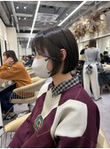 イメチェン　ボブ　外ハネボブ　美髪　ホワイトブロンド　韓国
