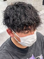 20代30代メンズスパイラルパーマワイルドオシャレ感アッシュ