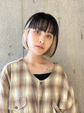 サンク 原宿 表参道(cinq) インナーカラーボブヘーゼルグレージュイヤリングカラーレイヤー