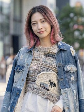 #ロングボブ #グラデーションカラー #ベリーピンク