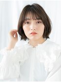 透明感カラー斜めバング小顔補正カットj古河20代30代40代