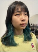 グリーン/インナーカラー/韓国/津田沼/ブリーチ/似合わせカット