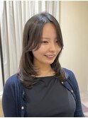レイヤーカット/セミロング/シアーブラウン