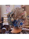 成人式水引き編み込みヘア