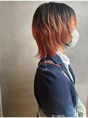 △オレンジカラー/ケアブリーチ/ウルフカット/新潟