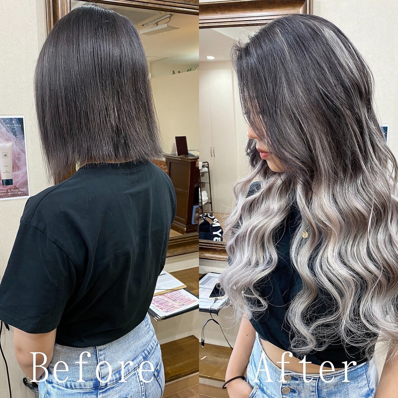 ホワイトシルバー#シールエクステ#バレイヤージュ#韓国#大宮