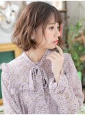 ★ミルクティーピンクくせ毛風くびれボブパーマ20代30代40代★9