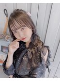 アイドル前髪ハーフアップ暗め透明感カラー