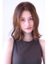 チョコグレージュ/20代30代大人かわいい/ミディアムレイヤー