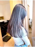 Say.ロングレイヤーホワイトグレージュデジタルパーマミニウルフ