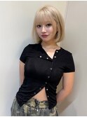 イメチェンショート外ハネボブ美髪ブルーブラック暗めカラー