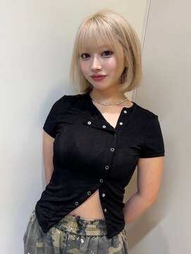 ロンドブルーム 天神大名店(Lond Bloom) イメチェンショート外ハネボブ美髪ブルーブラック暗めカラー