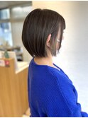 【 ショートボブ × オリーブピアスカラー 】