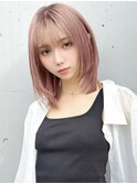《Agu hair》ピンクベージュハッシュミディ×numberA.ヘアバター