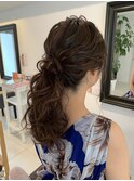 結婚式ポニーテール　二次会　ドレス　パーティー　ブライダル