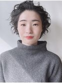 【morio 原宿】外国人風パーマ　ボブ前髪なし　黒髪