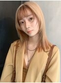 ローライトカラーロング_斜めバンググレージュカラー_9413