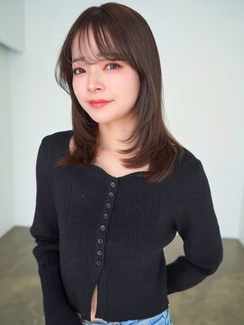 アンジェリカ 鹿児島中央タワー店(ANGELICA) ANGELICA ハッシュカット ミディアムレイヤー ぱっつん前髪