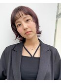 カシスピンク　レイヤーボブパーマ