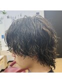 マッシュウルフサーフカールパーマ×ハイライト