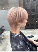 【GEEKS渋谷】シースルーマッシュウルフ/ホワイトピンク/韓国風