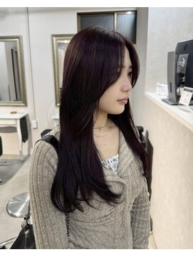 ソワンドゥブレスシエン 堀江店(soin de brace CIEN) 韓国前髪顔周りロング×ラベンダーベージュ[堀江/髪質改善]