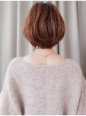 シースルーバングオレンジベージュマッシュボブY上尾30代40代