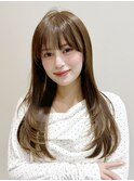 ロングヘア小顔カット30代ストレートレイヤー前髪あり表参道