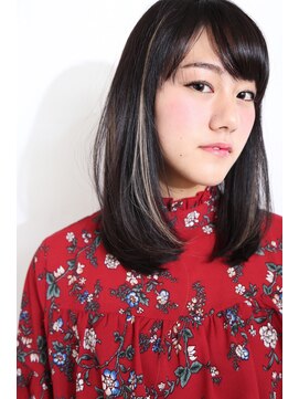 イソラブル(ISOLA-blu) 【シールエクステでハイライト】黒髪+ハイライト×ミディアム