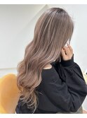 外国人風バレイヤージュ_ピンクベージュ_グレージュ