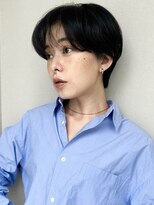 ノラギンザユー(NORA GINZA/U)&nbsp;ハンサムショートパーマニュアンスパーマ黒髪耳かけ10代20代