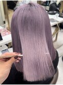 髪質改善ラベンダー透け感カラー小顔似合わせワンレンカット