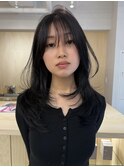 前髪ありレイヤーカット髪質改善トリートメント美髪韓国ヘア