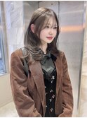 オリーブベージュ×小顔レイヤー×韓国風巻き×髪質改善