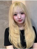 ミニウルフレイヤーカット顔周り前髪韓国ミディアムロング/銀座