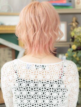 カバーヘア イヴ 戸頭店(COVER HAIR EVE) ■ハイトーンカラーベビーピンクボブウルフ308戸頭10代20代30代