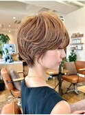 ミルクティーベージュ髪質改善ショートヘア