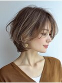 大人ショートボブ白髪ぼかし脱白髪染め30代40代50代60代♪