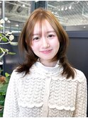 ミディアムレイヤー前髪ブリーチ_F1553
