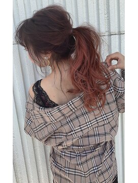 ロア 福岡天神本店(LORE) ピンクグラデーション☆ゆるふわポニー