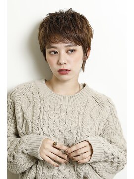 イグレックビス(igrek bis) IGREKBISジグザグバング×ブルージュ×3Ｄカラー×ミニマムボブ