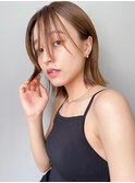 小顔前髪顔周りレイヤー×ベージュカラー デザインカラー