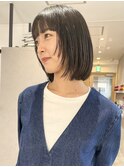 レイヤーカットフェイスレイヤーぱっつん前髪ボブ
